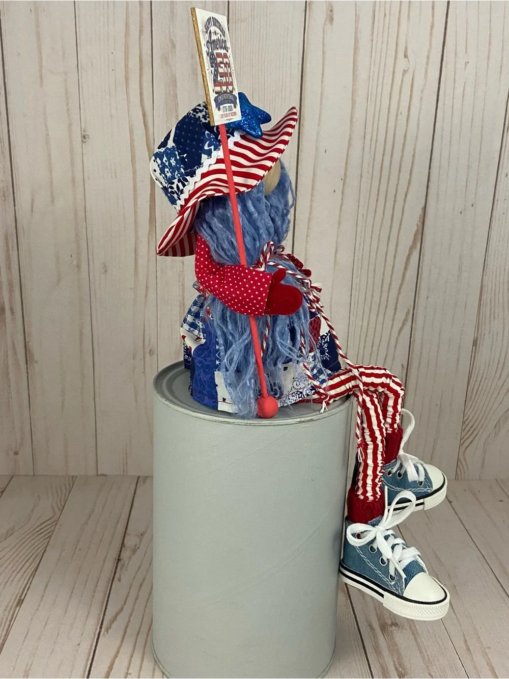 America 250 Patriotic Girl Gnome Handmade Americana Decor